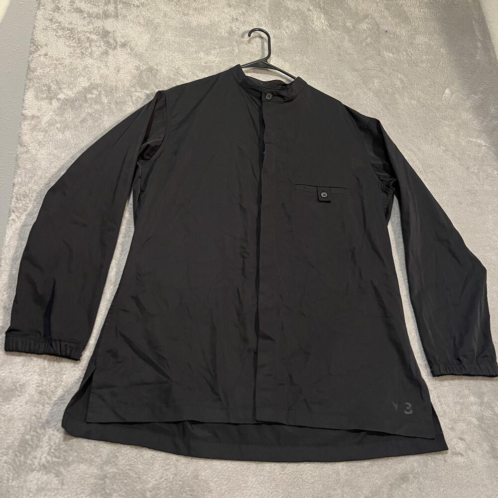 Adidas Y-3 Shirt Mens Medium Black Longline Yohji Yamamoto Twill Placket IN8754